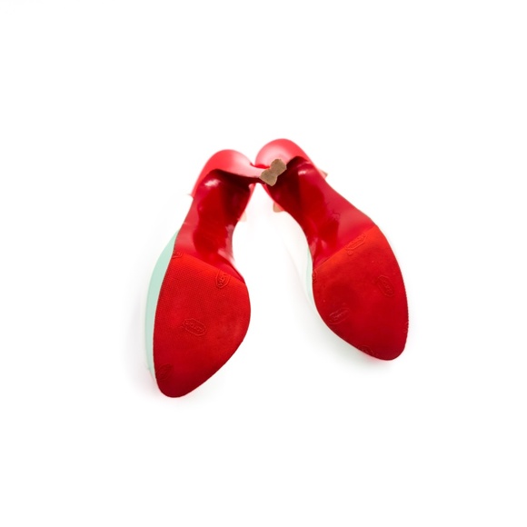 Christian Louboutin White Patent Leather Fetish Peep Slingback Heels EU 37.5 - Picture 7 of 8